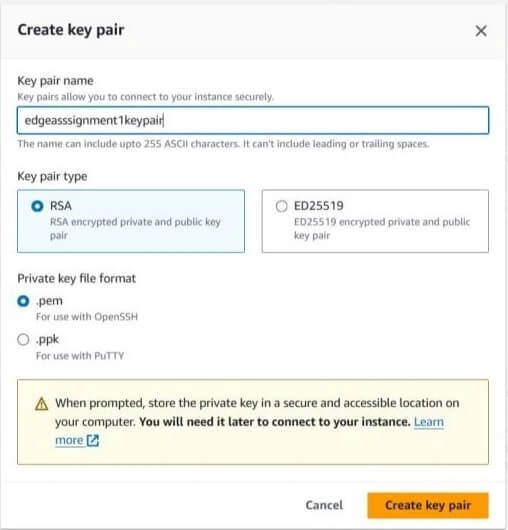 Create key pair