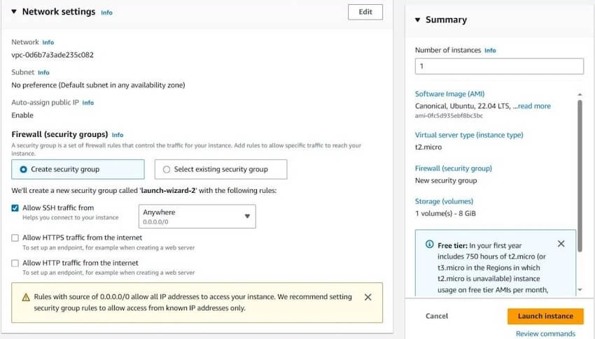 EC2 Network settings