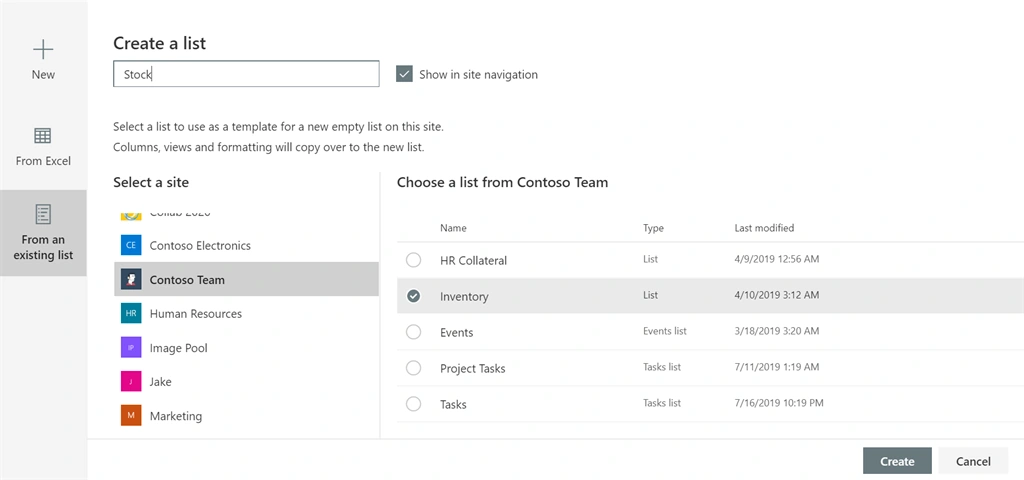 Create From An Existing List - The Modern Way For Save List As Template For SharePoint Online