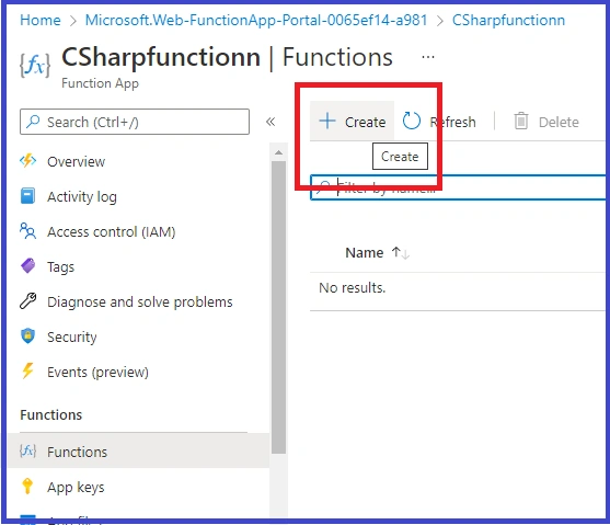 Http Trigger Function in Azure Portal