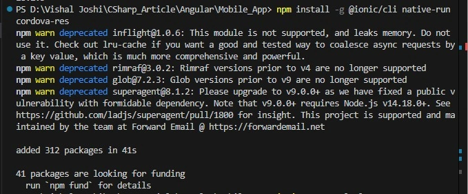 Install ionic
