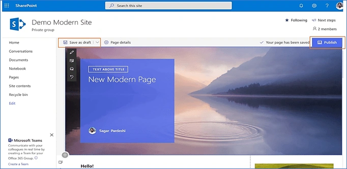Publish button