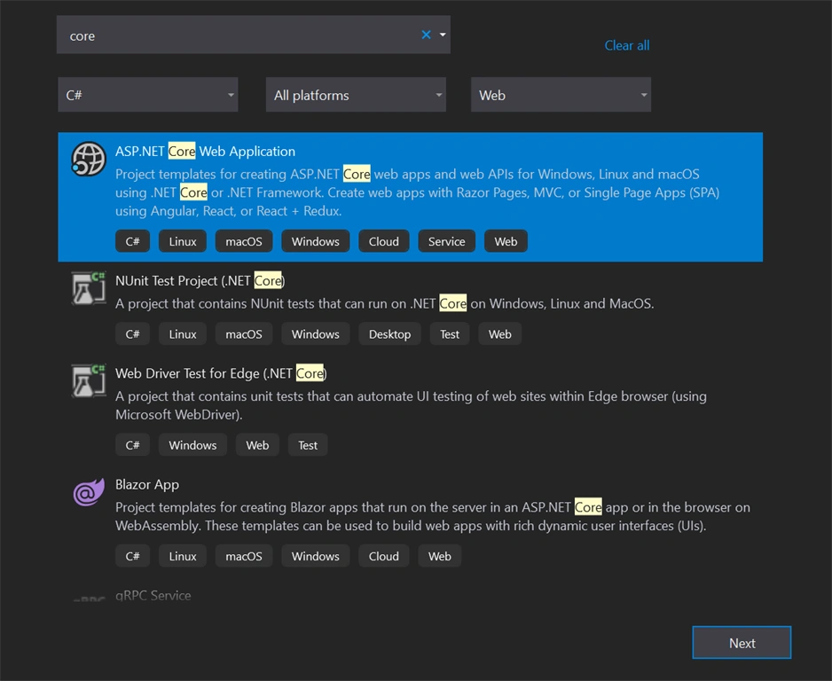 Create .Net Core API Application