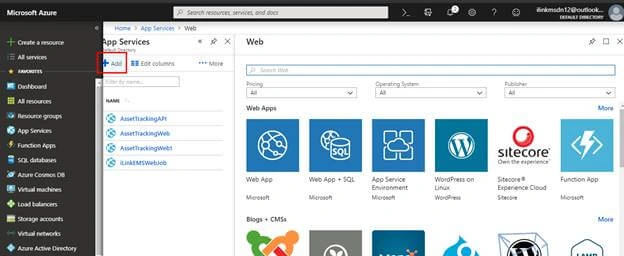 App service page