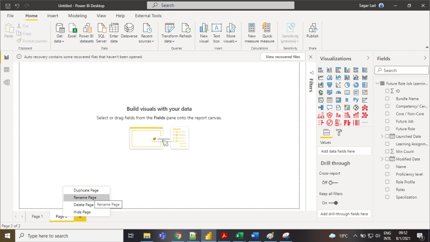 Create Pie Chart and work with Pages in Power BI Desktop