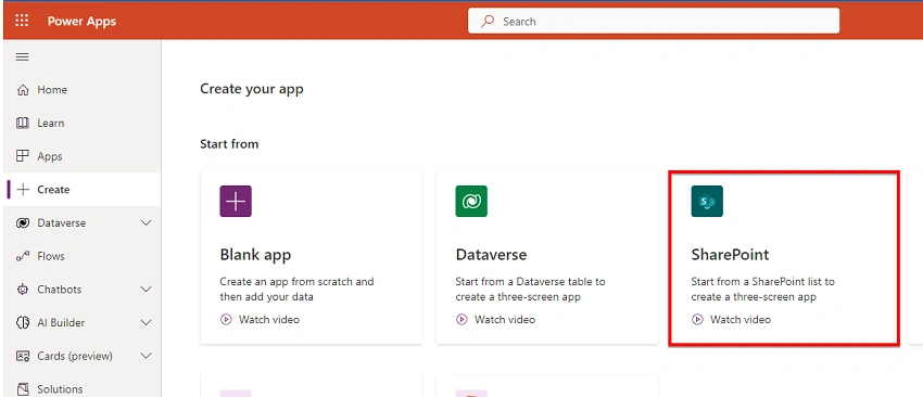 Create PowerApps from SharePoint Online List