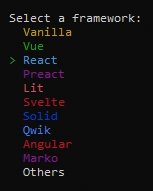 Select a framework