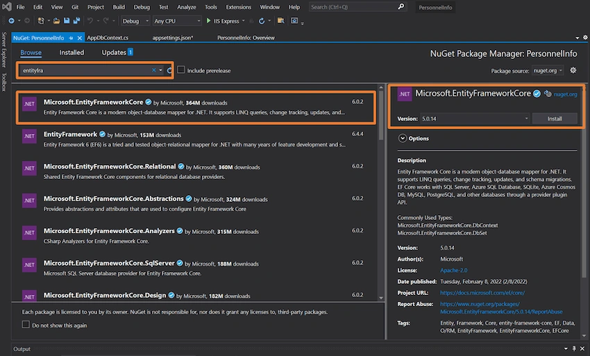 CRUD with ASP.NET Core