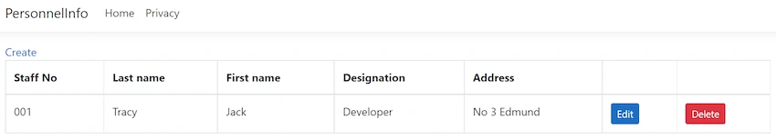CRUD with ASP.NET Core