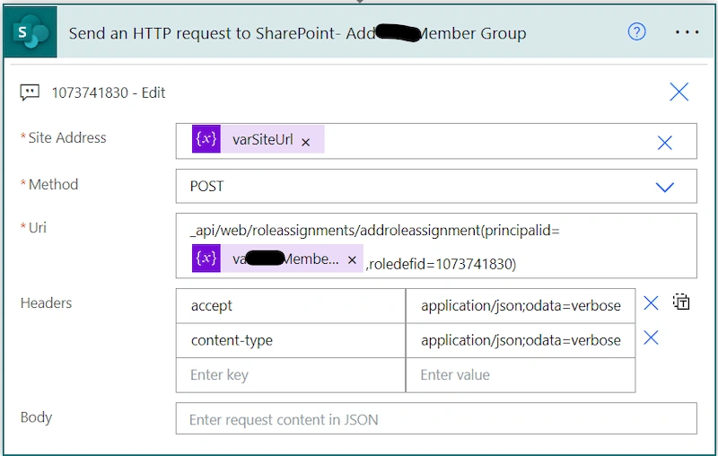 Using Power Automate flow to create SharePoint groups and add users to a SharePoint online site or subsite