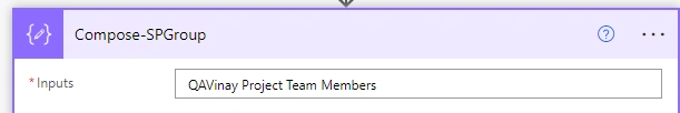 Add another compose action and mention SharePoint Security Group