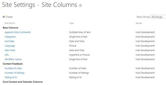 Site columns