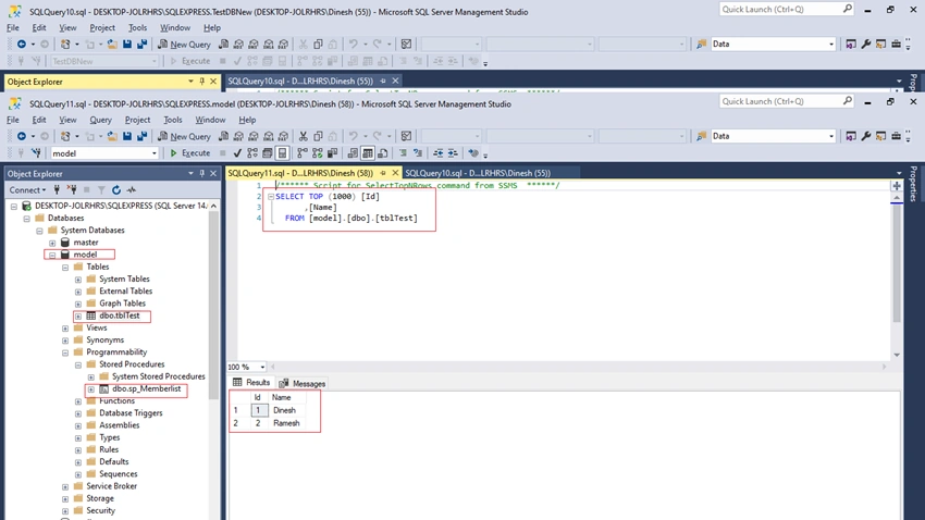 Create Database with Pre-Defined Schema - SQL Server