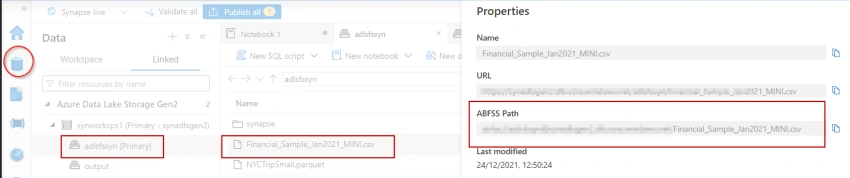 Create Synapse Notebook and run Python and SQL under Spark Pool