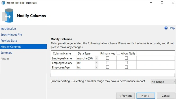 Modify columns