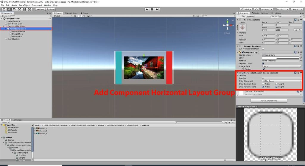 Create The Slider Show Screen Space On Button Click Using C# Script In Untiy