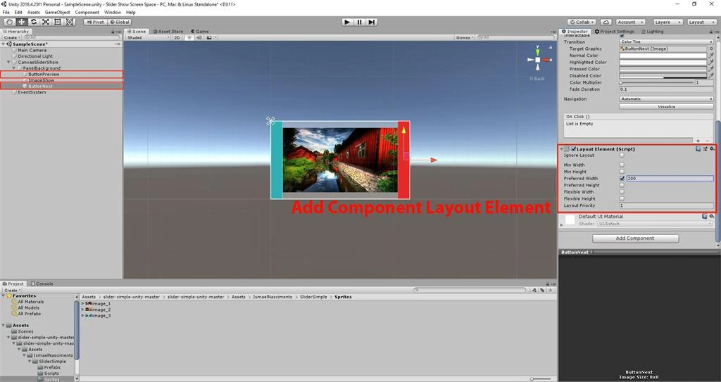 Create The Slider Show Screen Space On Button Click Using C# Script In Untiy