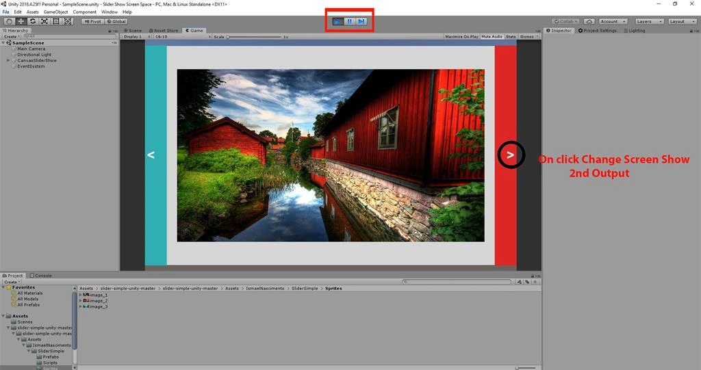 Create The Slider Show Screen Space On Button Click Using C# Script In Untiy