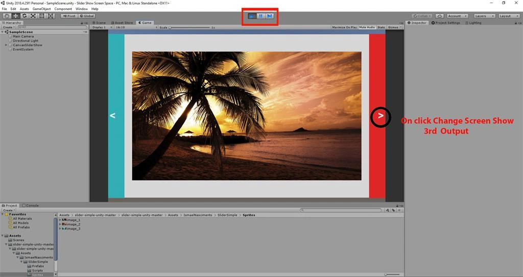 Create The Slider Show Screen Space On Button Click Using C# Script In Untiy