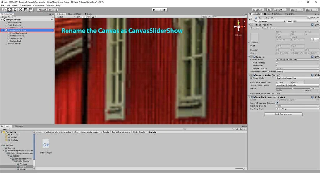 Create The Slider Show Screen Space On Button Click Using C# Script In Untiy