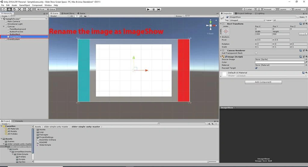 Create The Slider Show Screen Space On Button Click Using C# Script In Untiy