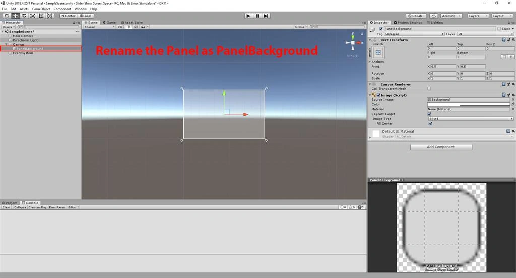 Create The Slider Show Screen Space On Button Click Using C# Script In Untiy