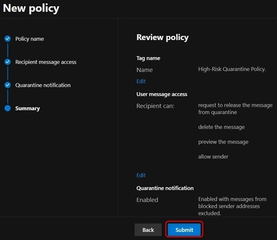 New policy submit