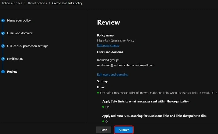 Review submit
