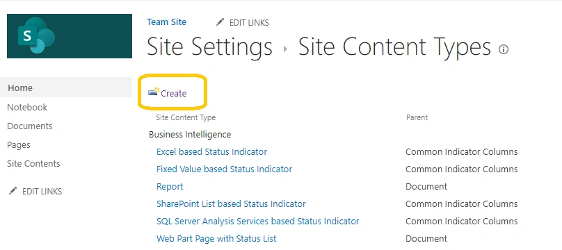 Create New site