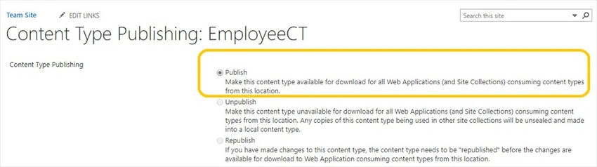 Publish option