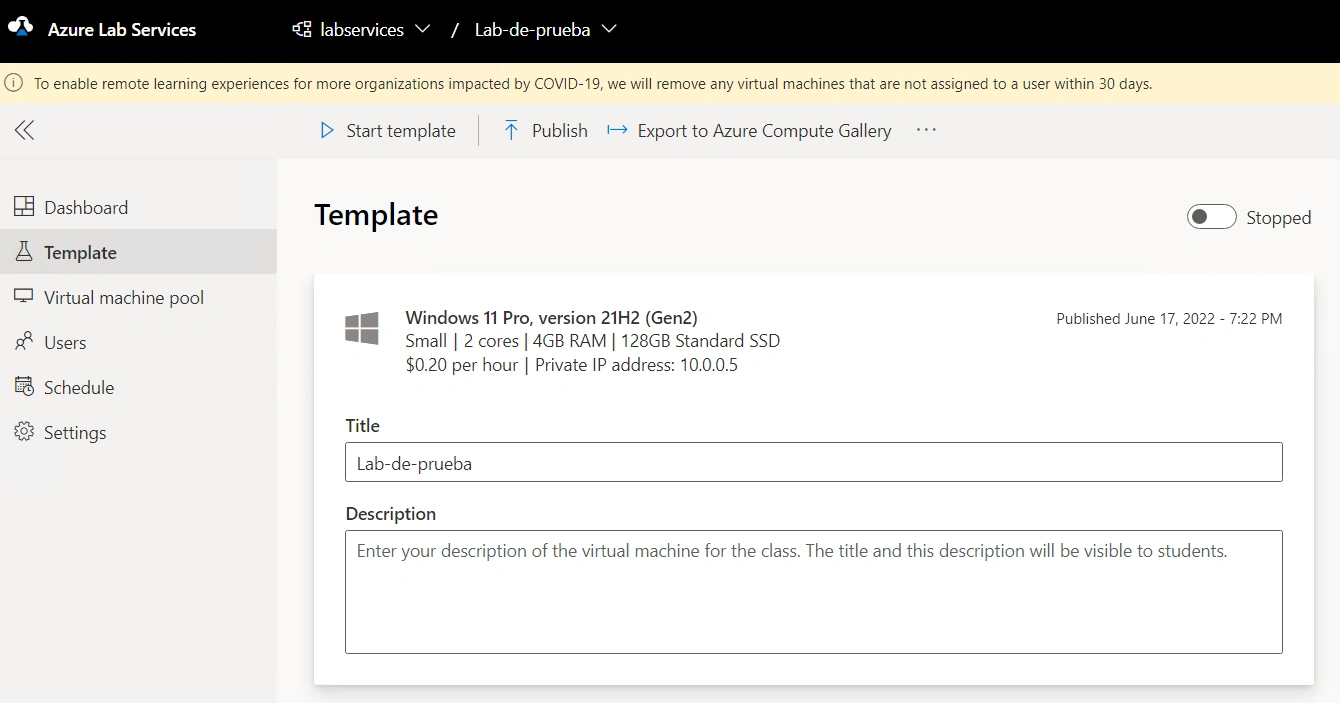 Create Virtual Environments with Azure Lab Services