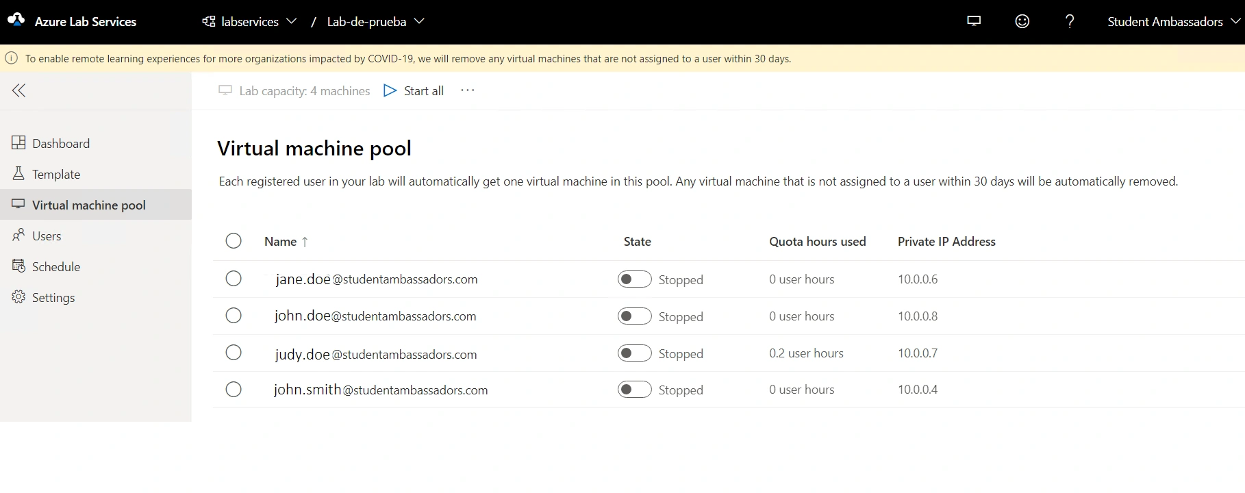 Create Virtual Environments with Azure Lab Services
