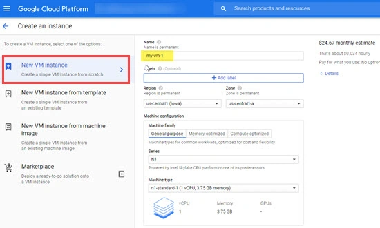 Create Virtual Machine Instance In Compute Engine In Google Cloud Platform
