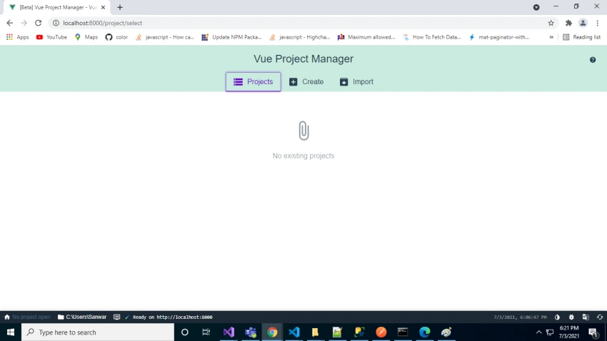 Create VueJS Project using Vue UI