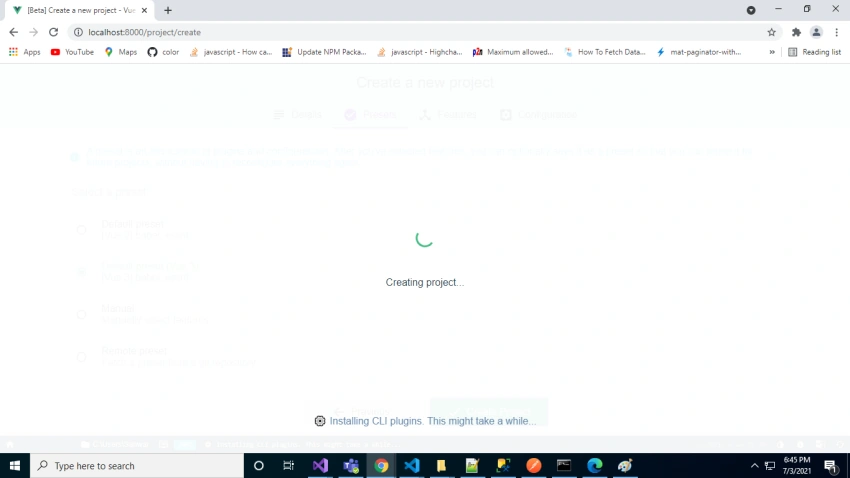 Create VueJS Project using Vue UI