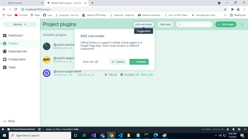 Create VueJS Project using Vue UI
