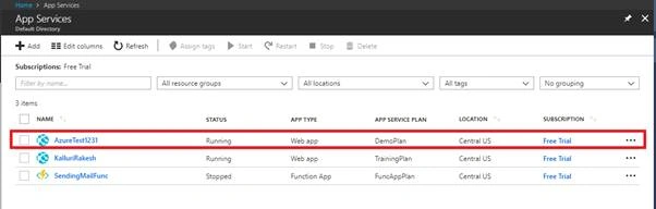 Create Web App In Azure