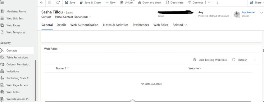 Assign web role