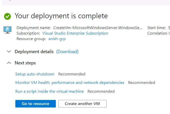 Create Windows Virtual Machine On Azure