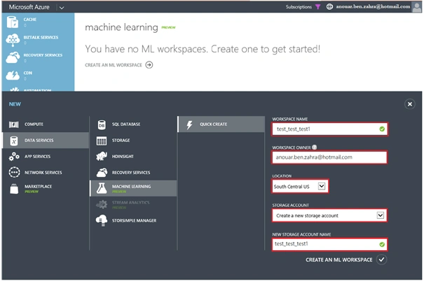 Machine Learning workspace
