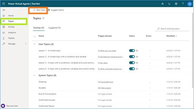Create Your First Bot Using Microsoft Power Virtual Agents