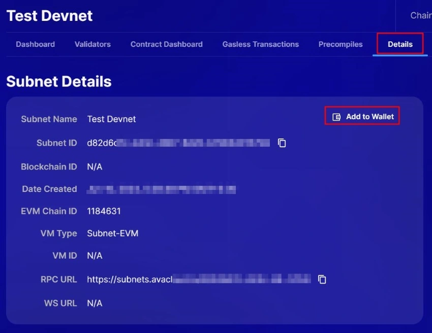 Add Subnet to wallet
