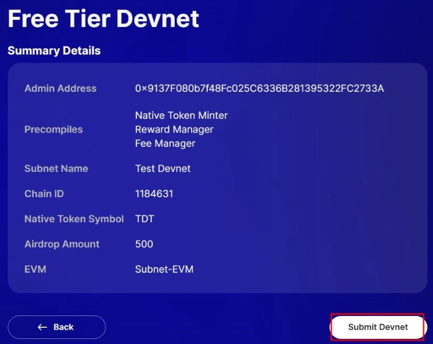 create devnet