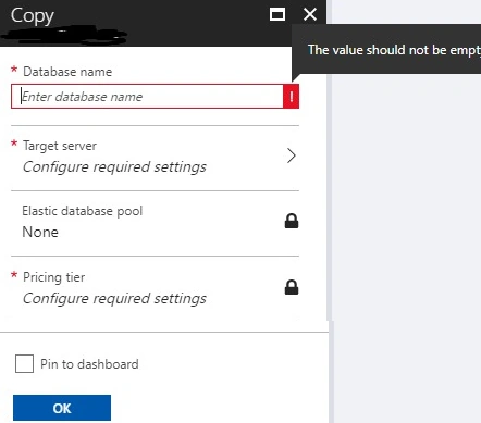 Enter the database name
