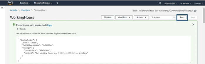 Creating A Chatbot Using Amazon Lex Service - AWS Lambda Functions