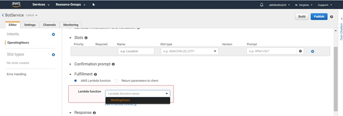 Creating A Chatbot Using Amazon Lex Service - AWS Lambda Functions