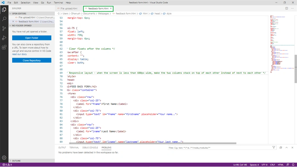 Creating A Feedback Form Using HTML