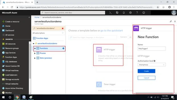 Creating A Function In Azure Portal
