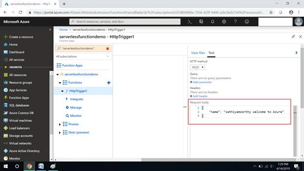 Creating A Function In Azure Portal