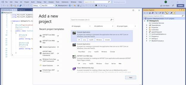 Creating a .NET 5 client to call an API protected by certificates